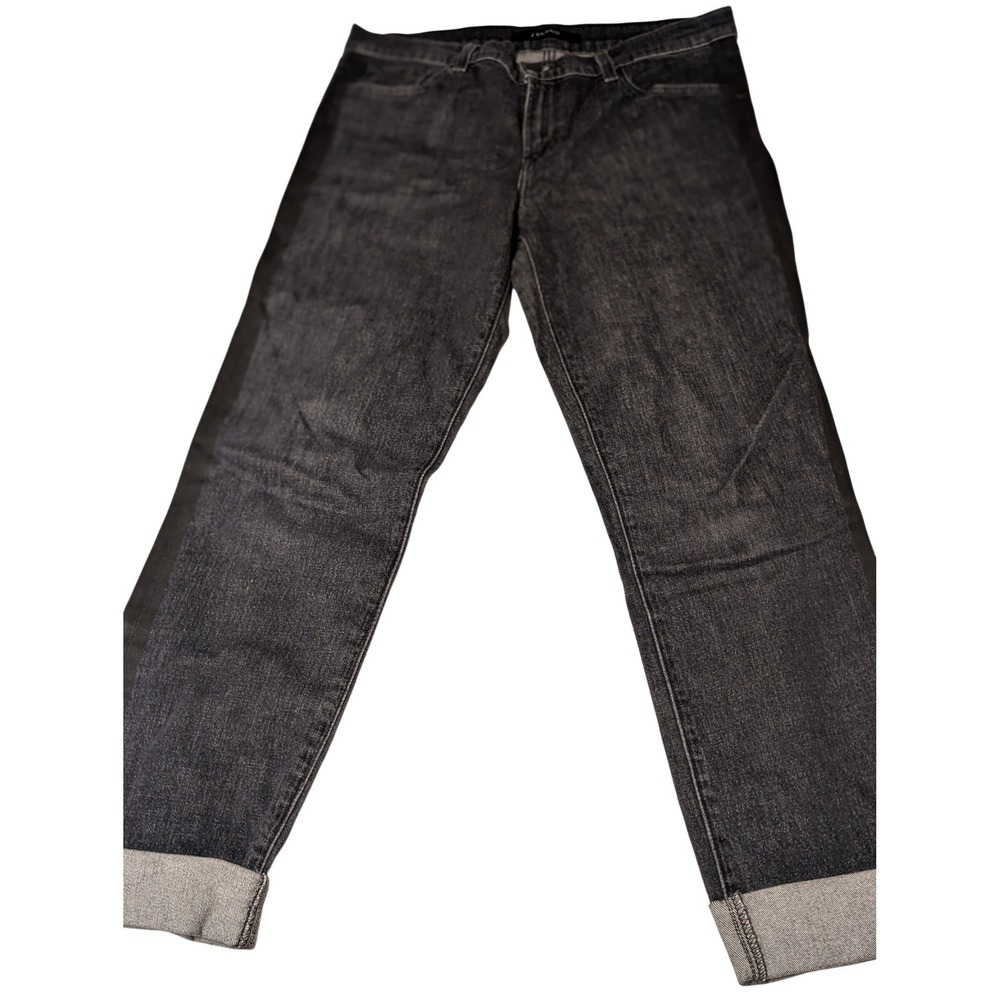 J Brand Slim Boyfriend Jeans Charcoal Grey Black Side Stripe Denim Size‎ 30